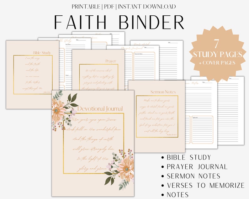 Faith Journal Faith Binder Printable Bible Study Sheets | Etsy