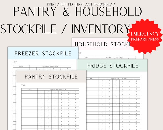 Pantry Inventory Household Inventory Freezer Inventory Stockpile tracker Emergency preparedness Food Stockpile