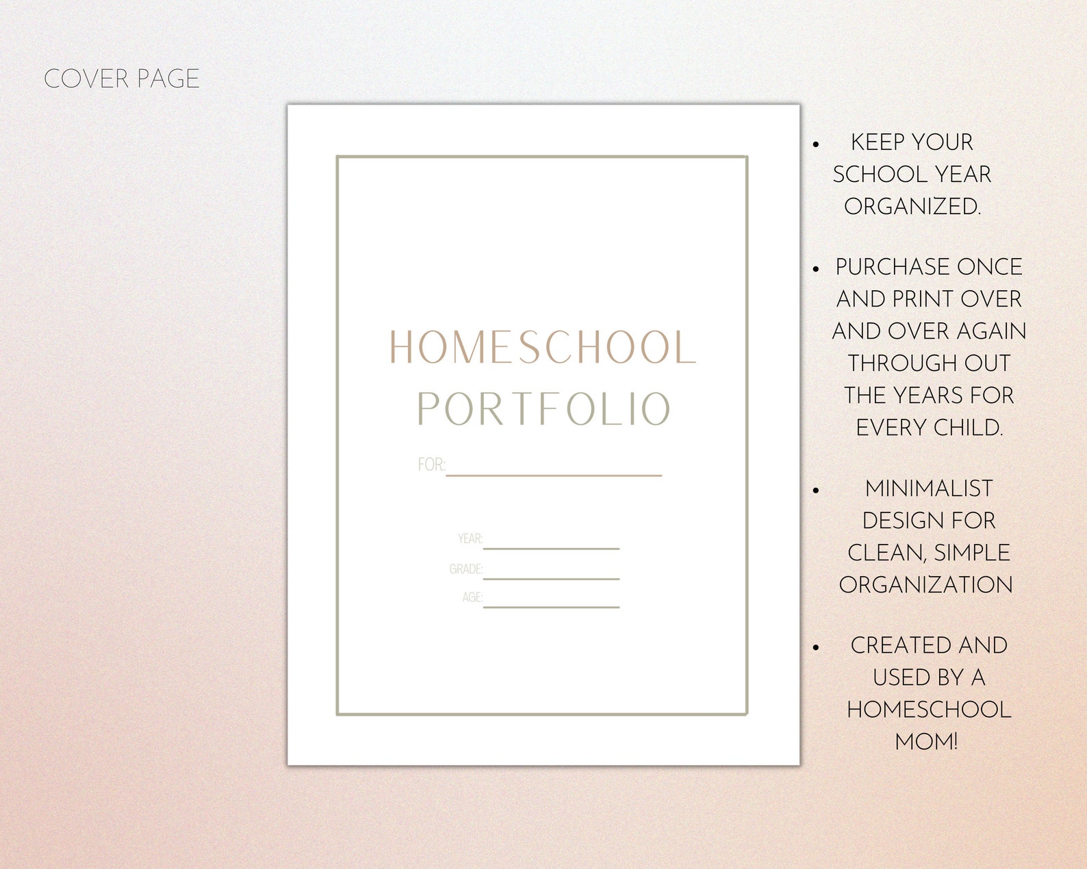 Printable Homeschool Portfolio Binder Pages Portfolio - Etsy