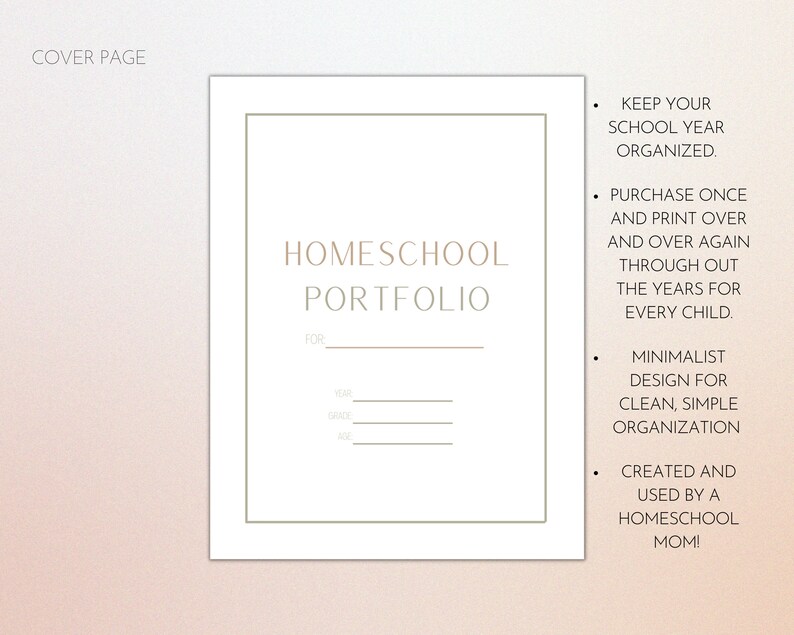 Printable Homeschool Portfolio Binder Pages Portfolio - Etsy