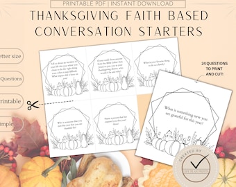 Thanksgiving Faith based Conversation starter Questions | Casual and Faith based Questions | Conversation Cards | Thanksgiving games