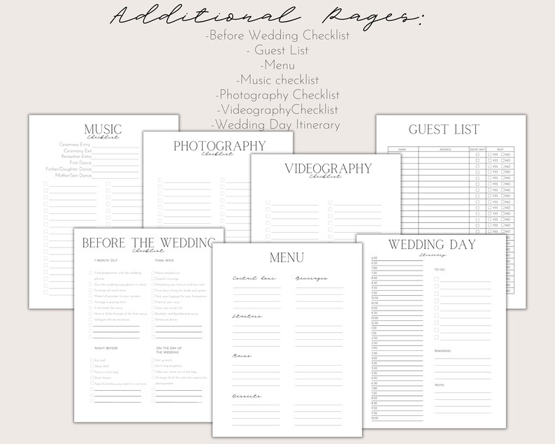 Wedding Planner Printable Wedding Planner Minimalist | Etsy