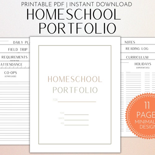 Printable Homeschool Portfolio Binder Pages Portfolio - Etsy