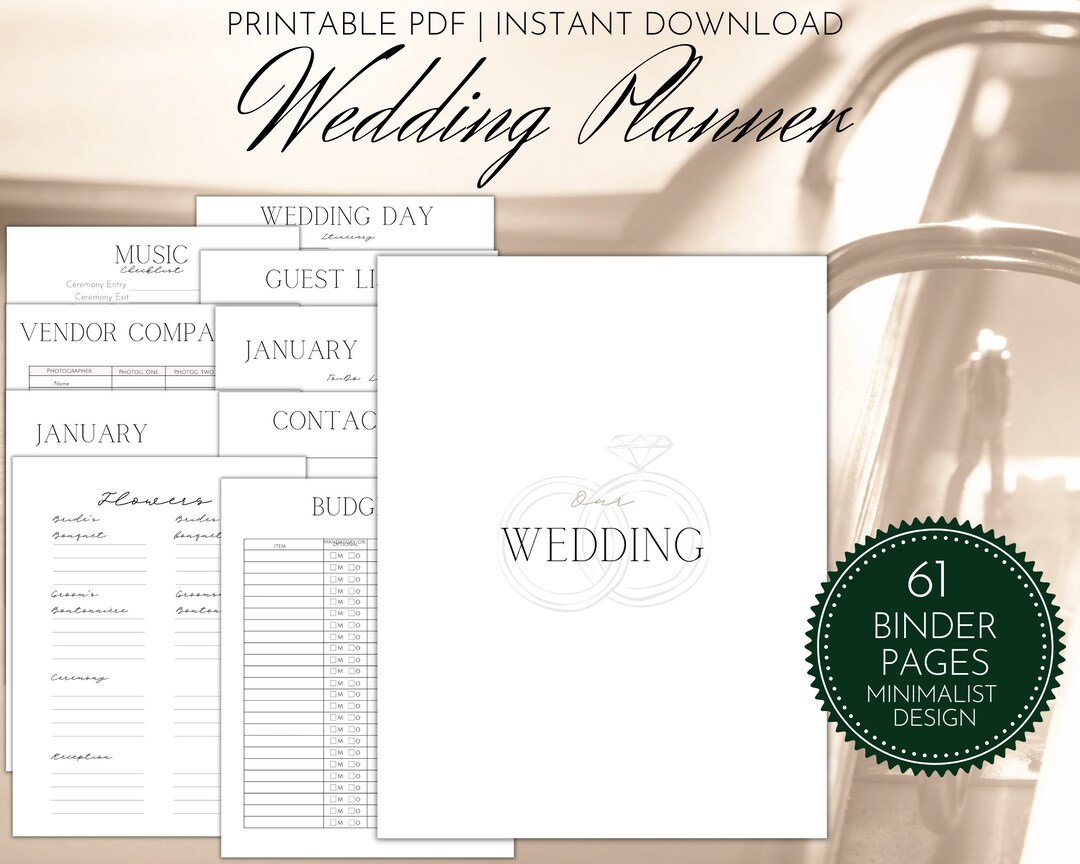 Wedding Planner Printable Wedding Planner Minimalist Wedding Planner ...