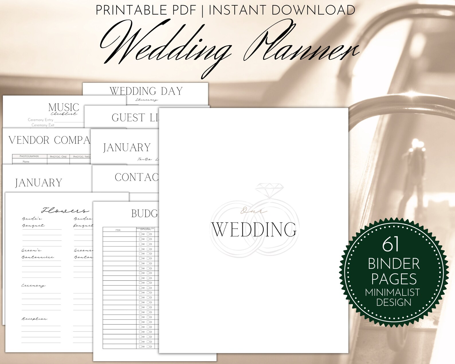 Wedding Planner Printable Wedding Planner Minimalist - Etsy