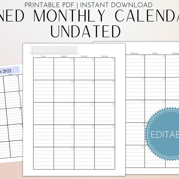 Undated Calendar - Etsy