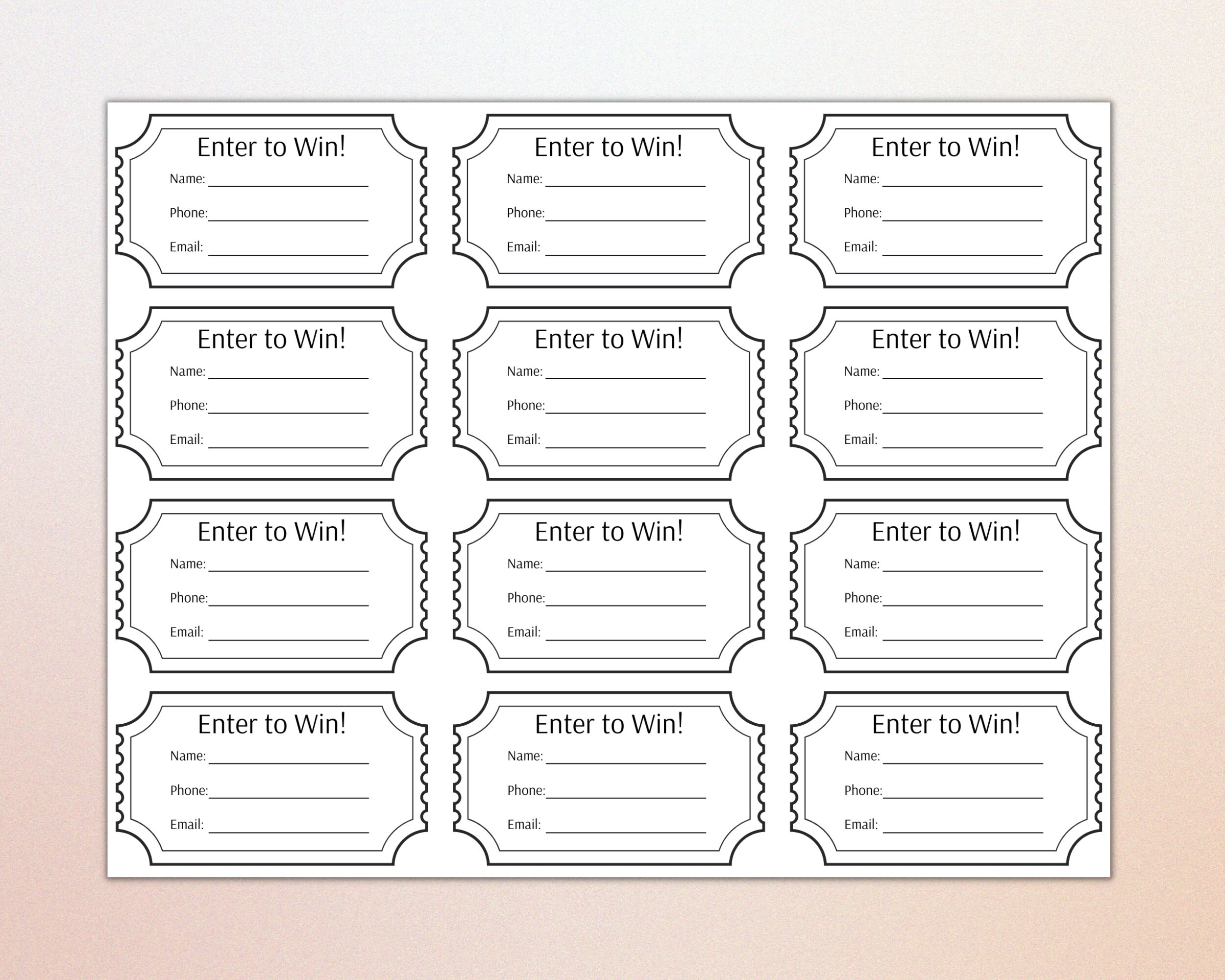 Printable Raffle Tickets Simple Raffle Tickets Enter to Etsy Printable Raffle Tickets Simple Raffle Tickets Enter to Etsy