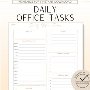 Daily Office Tasks | Office Planner | Work Planner | Office To-Do | Office Task Tracker | Office Organizer