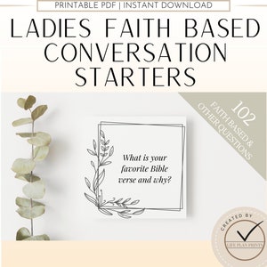 Printable Ladies Faith Based Conversation Starters | Minimal Design | Ice breakers| Womans Ministry | Ladies Night | Retreat | Christian pdf