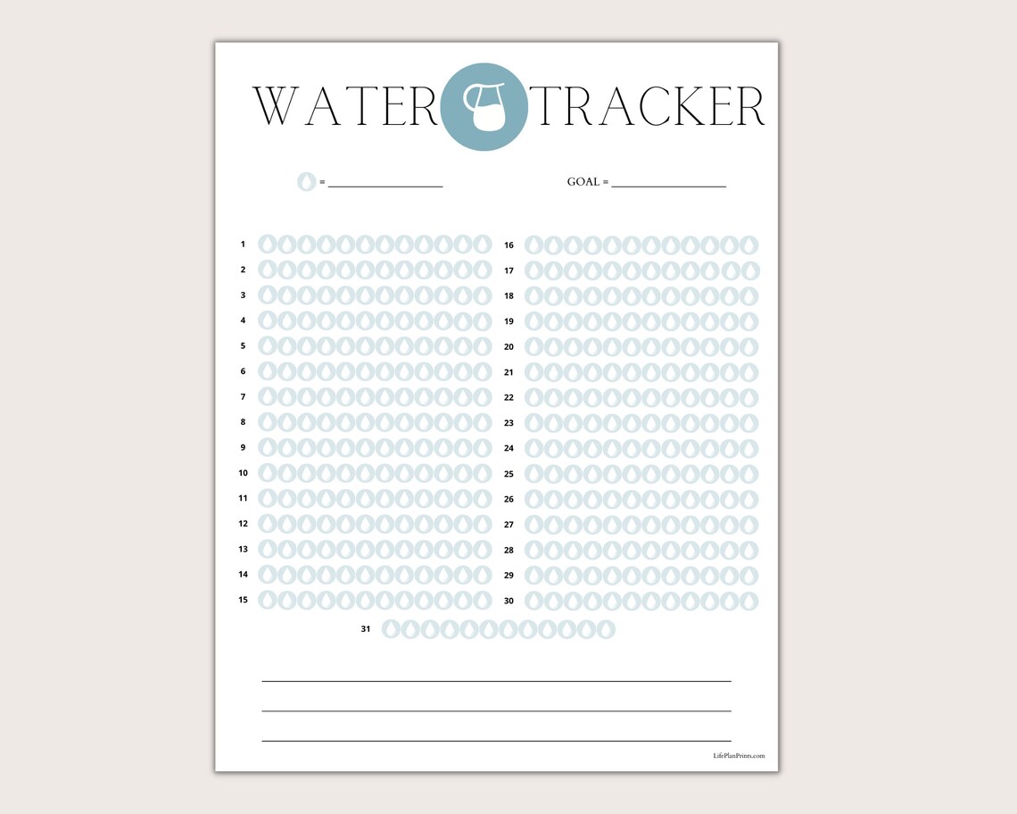 Water Intake Tracker Water Tracker Printable Daily Water Tracker Water ...