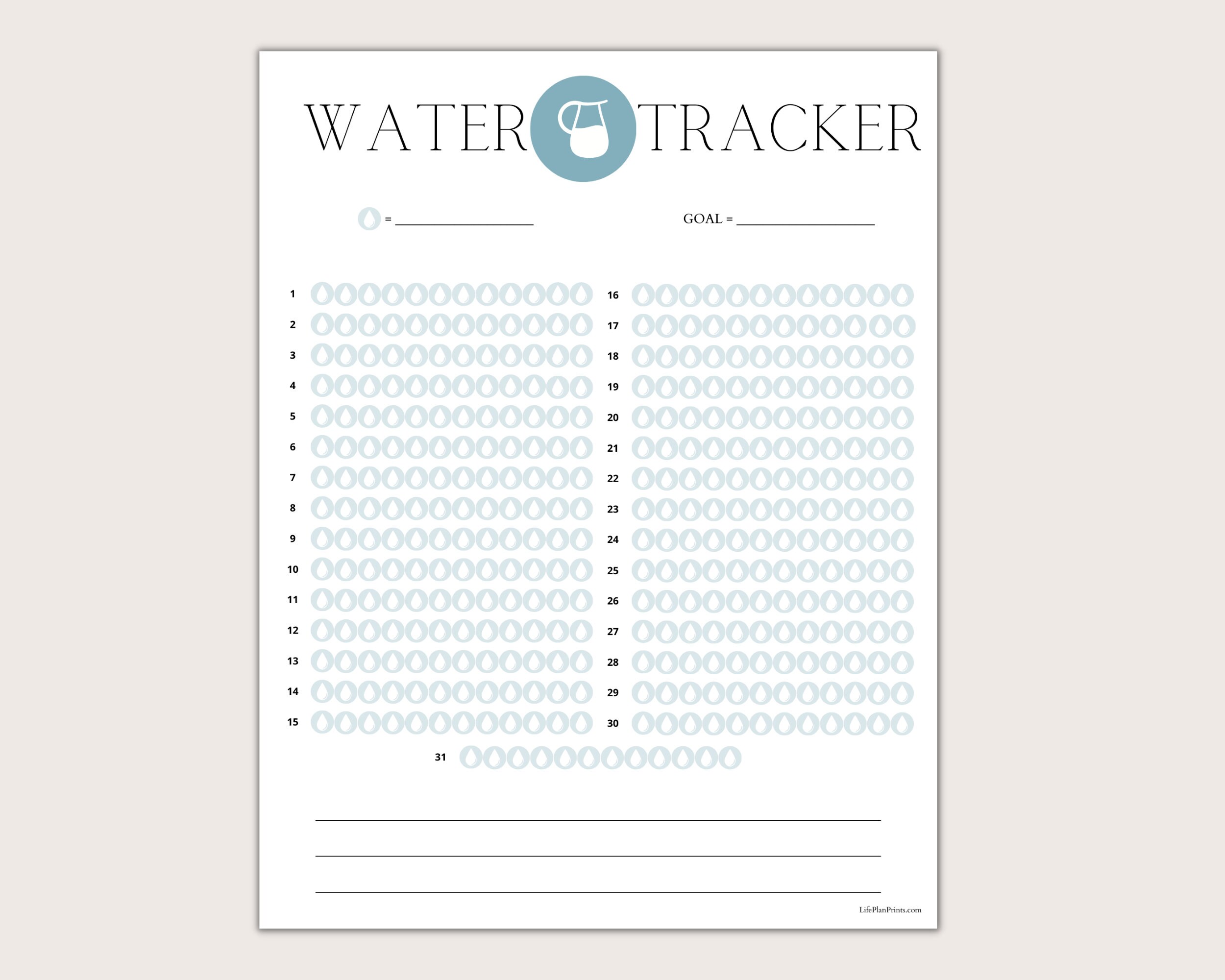 Water Intake Tracker Water Tracker Printable Daily Water Tracker Water ...