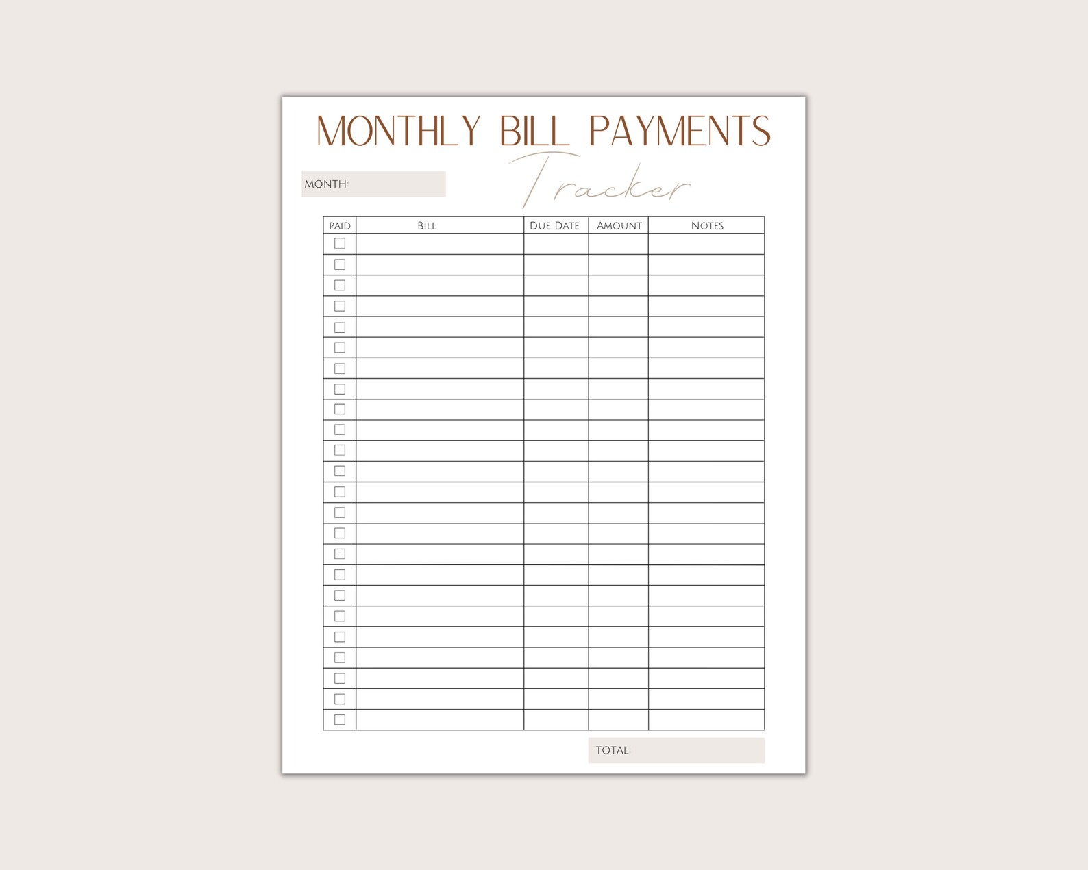 Printable Bill Payments Tracker Bills Log Monthly Bill Payments Chart ...