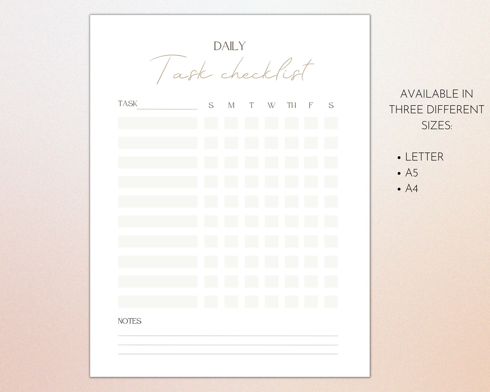 Daily Task Checklist Chore Chart Daily Task Printable Daily Task Chart ...