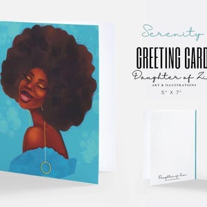 Tarjeta de felicitación de chica negra ~ Arte afroamericano ~ Magia de chica negra ~ Cabello afro ~ Papelería ~ Hermosas mujeres negras ~ Arte afro ~ Tarjeta de felicitación de serenidad ~