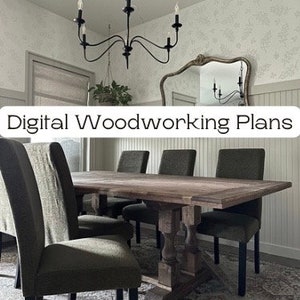 DIY Traditional/Farmhouse Dining Table Building Digital Woodworking Plans