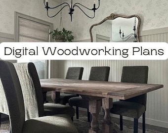 DIY Traditional/Farmhouse Dining Table Building Digital Woodworking Plans