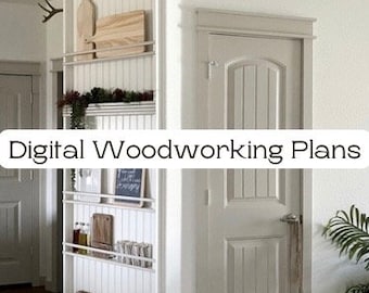 Planos de carpintería digitales decorativos personalizados para estante de pared