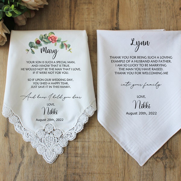 Mother of the Groom Gift,Father of the Groom Gift from the Bride,wedding handkerchief daughter in law, print,Parents of the Groom,Mum gift