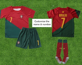 Fanático del fútbol juvenil Ronaldo Jersey Portugal No 7 Sports Jersey, Portugal 2022 Cristiano Ronaldo # 7 Kids Jersey, Portugal Youth Ronaldo Uniforme