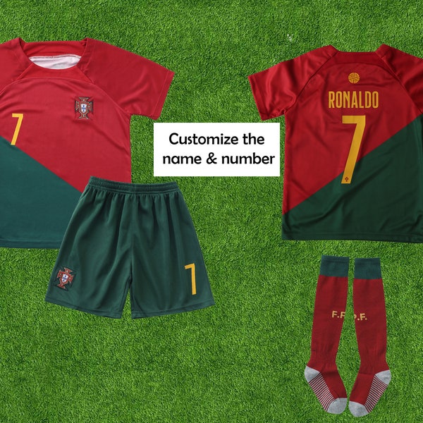 Maillot Ronaldo pour jeune fan de football Portugal No 7, Maillot de sport Portugal 2022 Cristiano Ronaldo # 7, Portugal Uniforme Ronaldo pour jeune