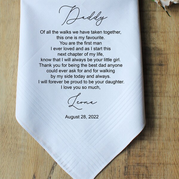 Dad Wedding Handkerchief, Father of the Bride Wedding Handkerchief, Personalized Wedding Handkerchief, Gift for Dad, printed hankies