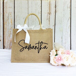 Personalized Bridesmaid Tote Bags With Scarf, Maid of Honor Tote Bag ...