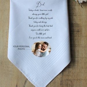 Father of the Bride PHOTO handkerchief, Today a bride, wedding Gift for dad Personalized, photo and custom message printed