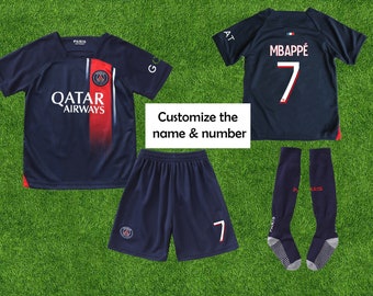 Kylian Mbappe #7 PSG 23/24 Home, Away and 3rd Kit Jerseys ,Jersey and Shorts Set - Kids ,Paris Mbappe #7 Home New 2023/2024 Soccer Jersey