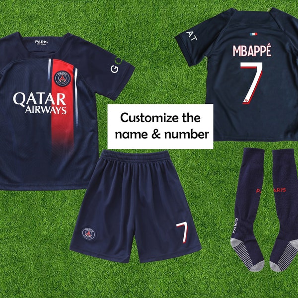 Kylian Mbappe # 7 PSG 23/24 Home, Away e 3rd Kit Maglie, maglia e set di pantaloncini - Bambini, Paris Mbappe # 7 Home Nuova maglia da calcio 2023/2024