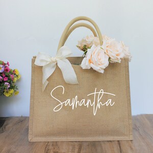 Personalized Bridesmaid Tote Bags With Scarf, Maid of Honor Tote Bag ...
