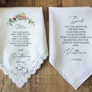 Wedding Gift for Parents,Wedding Handkerchief For Mom and Dad,Gift Set,Thank you Gift ,Personalized Gift,Wedding handkerchief-Mom and dad