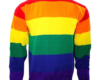 Unisex Ladies Men's Rainbow Knitted Jumper LGBT Festival Gay Pride UK Size 8-18