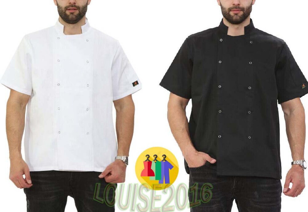New Men's Chef Apron Coat Short Sleeve Black / White Chef Etsy