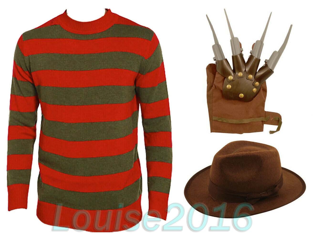 New Men Boys Freddy Krueger Jumper Halloween Nightmare Fancy Dress Costume Full Set 822 Etsy
