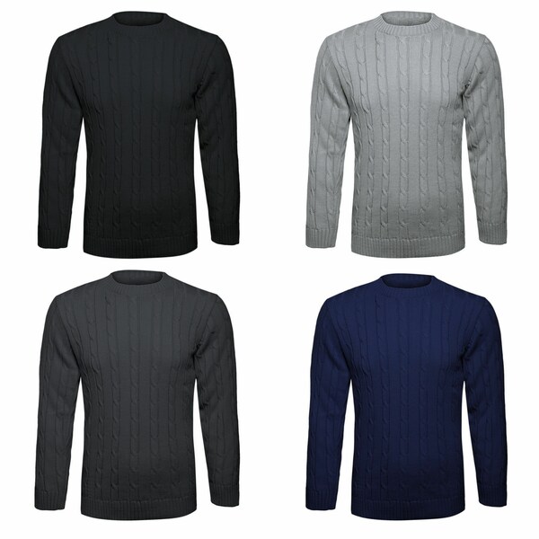 New Men's Cable Knitted Jumper Pullover Warm Winter Knitted Sweater,