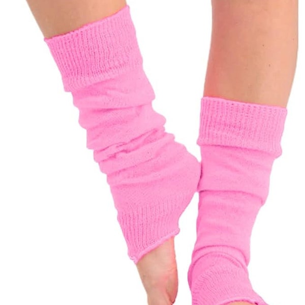 Warmers Ladies Leg Plain Colours Dance 80s Party Fancy Footless Sock UK One Size