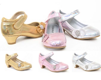Girls Kids Childrens Low Heel Party Wedding Mary Jane Style Sandals Shoes Size