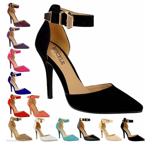 Women's Men's Gay High Heel Pointy Toe Stiletto Sandals Ankle Strap Court Shoes UK 9-12