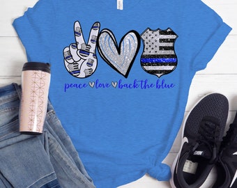 Peace Love Back the Blue - Archivo PNG digital