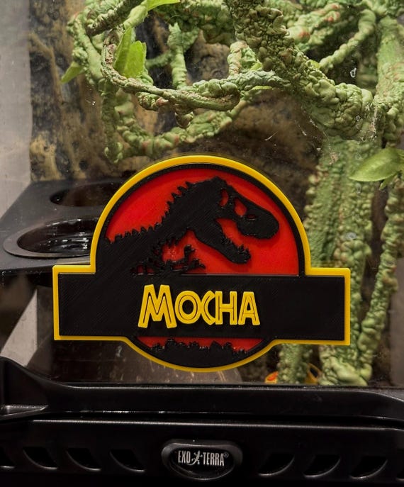 Jurassic Park Crested Gecko Name Tag | Custom Lizard Tank Decor | Gecko Accessories
