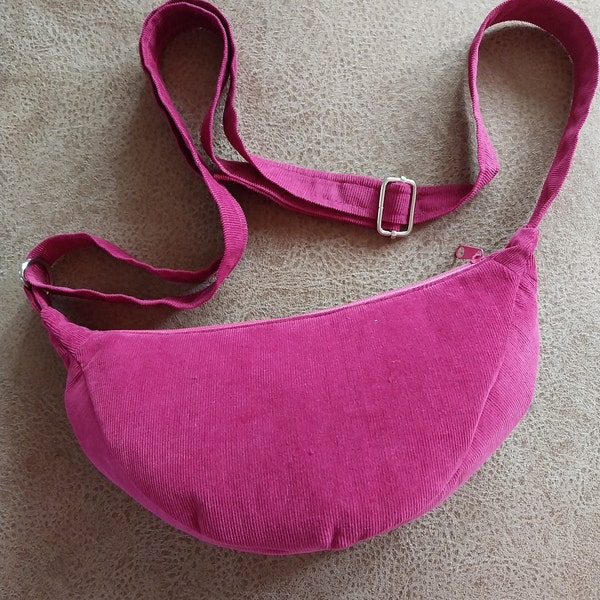 Moon bag made of corduroy for big and little girls.