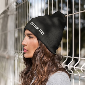 Personalized Beanie Custom Embroidery Beanie Custom Hats Embroidered Beanie Winter Hat Christmas Stocking Stuffer Custom Text Gift For Him