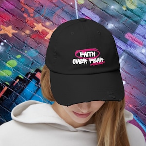 Christian Hat Faith Over Fear Hat Jesus Edgy Graffiti Christian Streetwear Distressed Christian Merch Gifts for Teen Girl Jesus Gift for Her