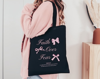 Christian Canvas Tote Bag Religious Gifts Girly Baptism Gift Preppy Birthday Present For Women Bible Shoulder Bag Christian Gifts For Wife