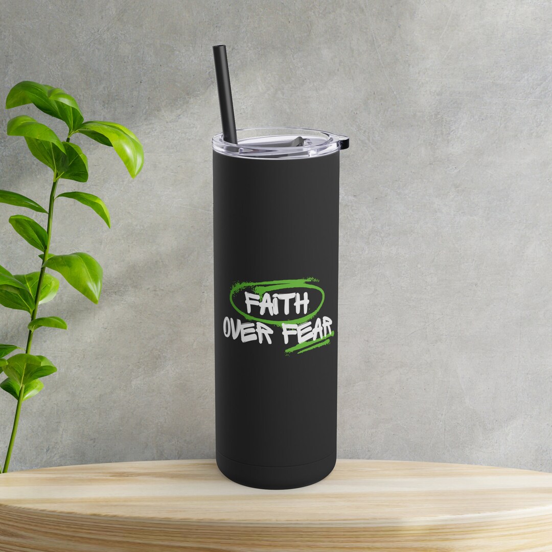 Faith Over Fear Tumbler, 20oz Skinny Tumbler Travel Mug Christian Gifts ...