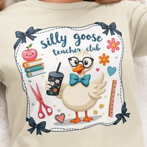 Silly Goose Teacher Club PNG: Floral Back to School Shirt Design (Digital Download)