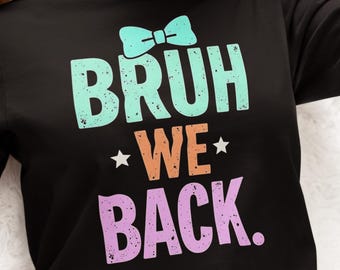 Bruh We Back PNG: Descarga digital de coqueta a cuadros de regreso a clases