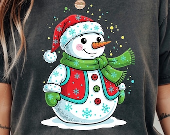 Christmas Snowman PNG | Festive Winter Graphic | Holiday Sublimation Design | Digital Download