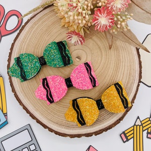 Crayon Hair Bow - Back to School Crayon Bow - First Day of School Bow - Sparkly Crayon Bow