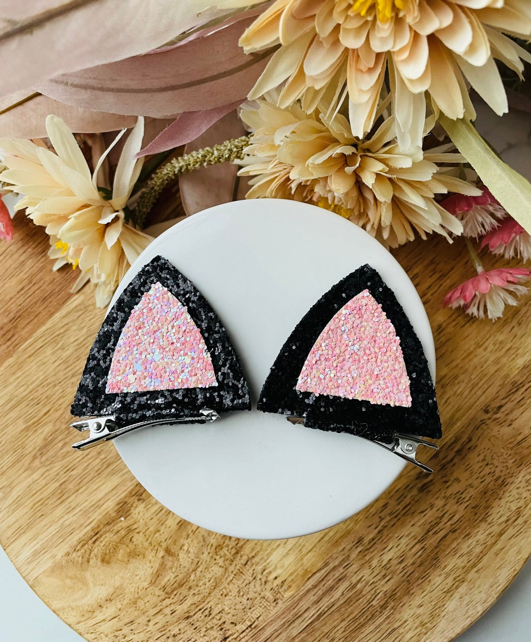 Black Cat Ears Clip on Animal Ears Black Animal Ears Hair Clips Etsy